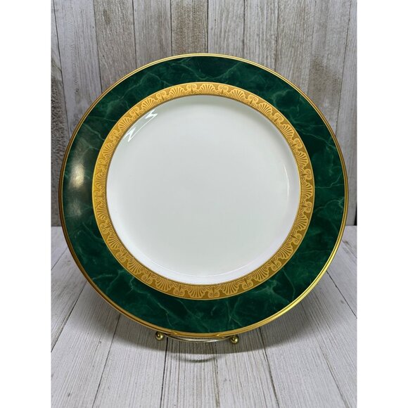 Vtg Noritake Fitzgerald Dinner Plate Green Border Design 11" Bone China 4712 - Picture 1 of 6